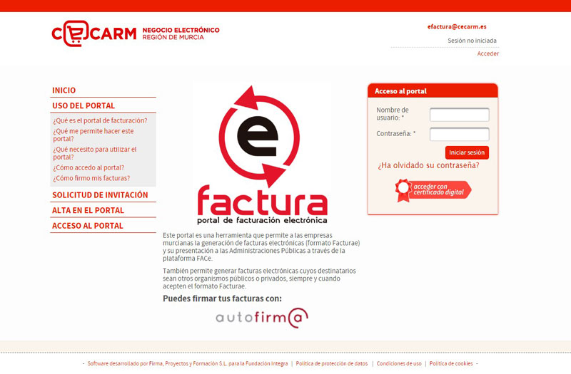 Portal eFactura. Cecarm