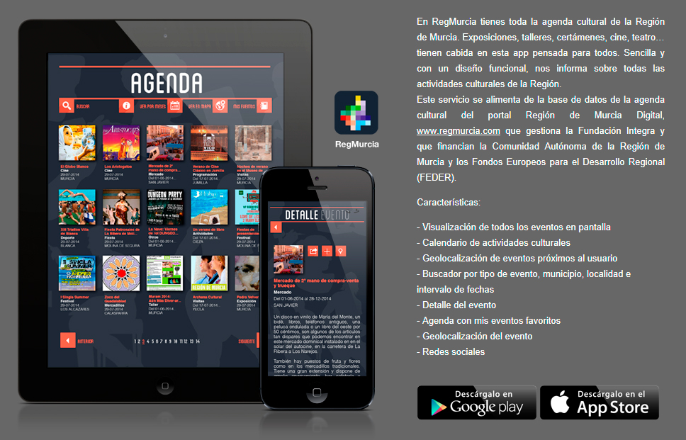 App de Agenda de Región de Murcia Digital realizada utilizando datos abiertos