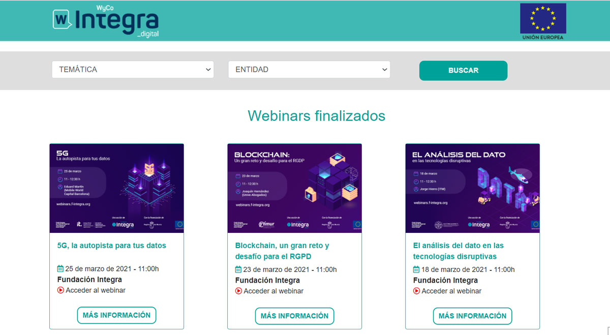 Webinars sobre Tecnologas Disruptivas para una Sociedad Digital